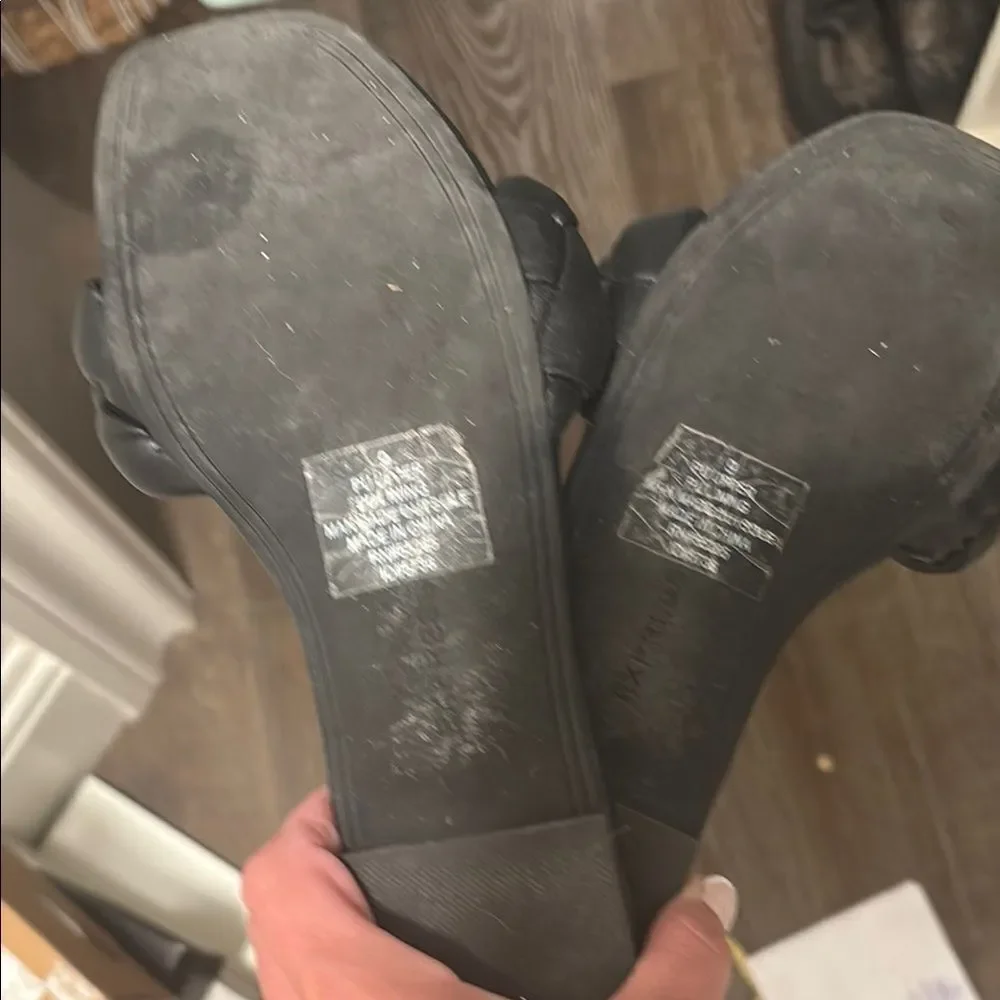 Express Black Quilted Slide Sandals